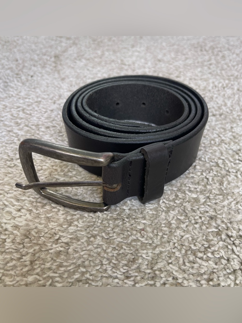L.L.Bean Genuine Leather Stretch Belt Black Brass Buckle Made In UK Size 38